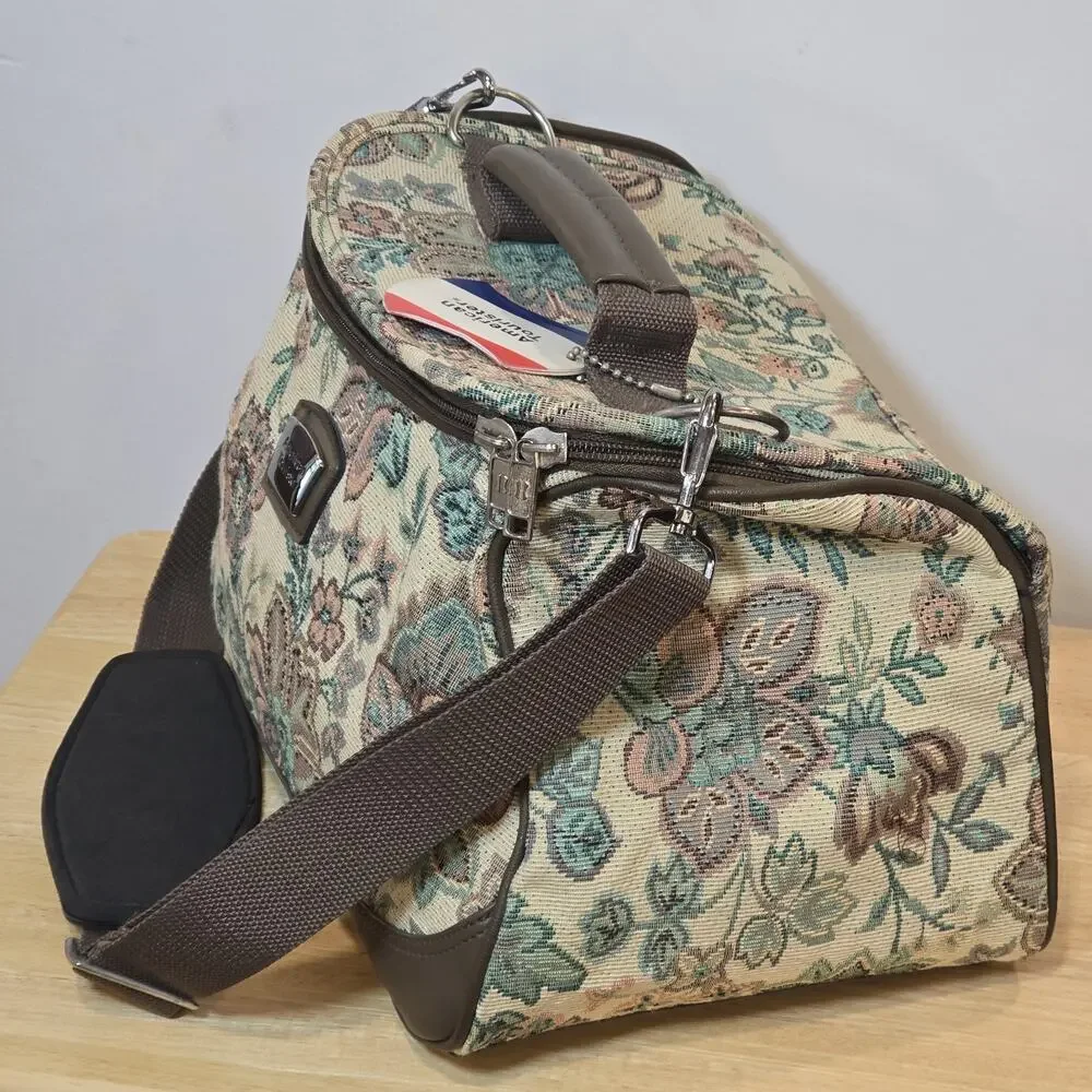American Tourister Tapestry Vtg Luggage Case Carry On Makeup Toiletries Bag 13x9